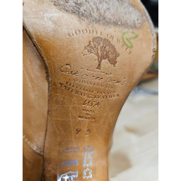 Oak Tree Farms Tan Rustic Leather Lace Up Victorian Style Shoes size 9.5 - Picture 9 of 10